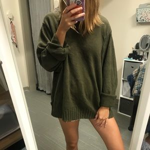 oversized knit green sweater